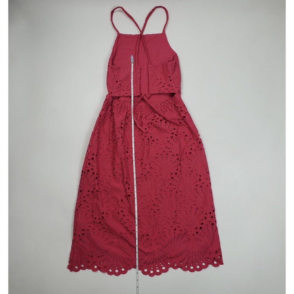 Andie Swim The Roatan Midi Dress Women Sz Small Rosette Cotton Eyelet Lace Lined - Picture 10 of 16